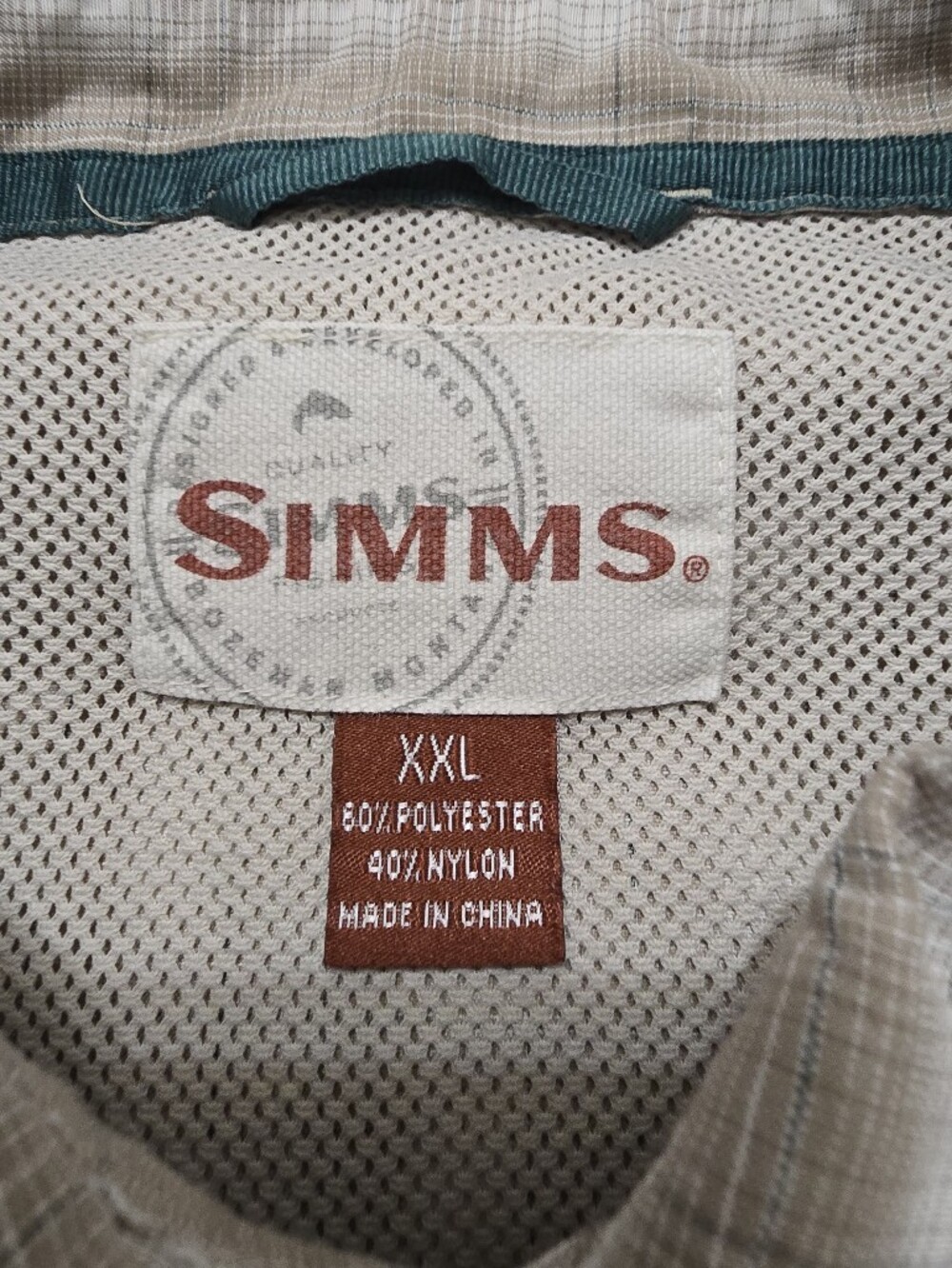 Simms Men's Big Sky Long Sleeve Shirt Tan Plaid XXL Fishing Outdoor - Picture 10 of 10